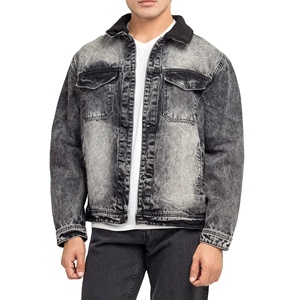 Quality Casual Embroidered Windproof Oversized Drop Shoulder Denim <b>Jeans</b> <b>Jacket</b> for Men Distressed <b>Black</b> 100% Cotton Winter - Product Image 1