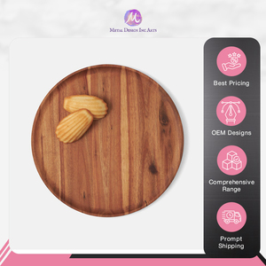 Assiette en bois d'acacia brun fabriqué sur mesure-Assiette de service Premium Snack & Vaisselle à grand prix du fabricant indien - Product Image 4