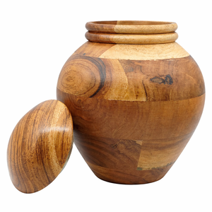 Wide Body Wooden Cremation Urn With Vertical Wood Grain Pattern Smooth Finish And Detachable Lid For <b>Memorial</b> Use - Product Image 5