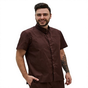 EVEGLOW Custom Unisex Cotton Polyester Woven <b>Scrub</b> <b>Sets</b> with Needle Detection Seamless Fusing Long Sleeve for Hospital Use - Product Image 3