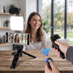Kit Professionale AY-49H per Realizzazione Video con Treppiede Octopus, <span class=keywords><strong>Microfono</strong></span>, Luce LED, Set Vlog per Telefono, Fotocamera, YouTube, TikTok Live - Product Image 6