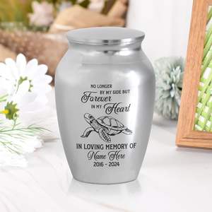 Urna de cremación conmemorativa para mascotas de tortuga plateada de tamaño personalizado, recuerdo de Metal personalizado para recuerdos de cenizas de un ser querido, regalos para - Product Image 6