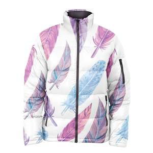 Veste matelassée pour homme à imprimé géométrique, coupe-vent en polyester, style sportif d'hiver, col montant, fermeture éclair, coupe régulière - Product Image 4