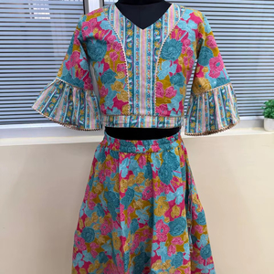 Latest Modern Traditional Indian Designs 100% Cotton Lehnga Choli for Kids <b>Wear</b> Available Bulk <b>Price</b> From India - Product Image 1