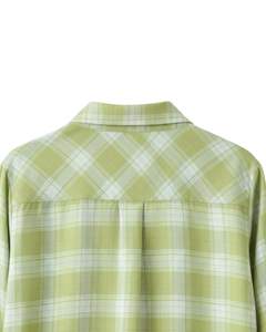 Chemise boutonnée surdimensionnée à carreaux pour femme, vert clair, manches longues, tunique décontractée en flanelle à carreaux, douce, automne-hiver, vente en gros - Product Image 4