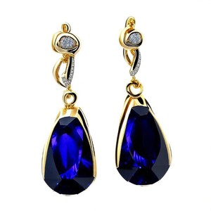 ต่างหูหยดน้ำยาวทรงหยดน้ำเพทายสีฟ้า925สำหรับผู้หญิงหรูหราทำจากเงินแท้ตามสั่ง - Product Image 4