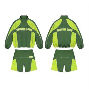 Ensemble deux pièces coupe-vent en nylon avec logo personnalisé pour hommes survêtement coupe-vent vestes et shorts à fermeture éclair pour hommes - Product Image 3