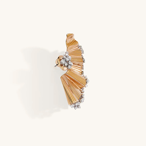 Pendientes de lujo con alas de oro macizo de 18 quilates y diamantes redondos de talla brillante para mujer, joyería para fiestas. - Product Image 2