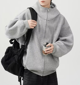 Sudadera con Capucha y Cremallera Extra Grande, Holgada, Gruesa, de Algodón 100%, con Hombros Caídos, Talla Grande - Product Image 5