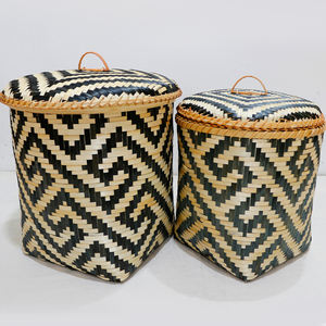 Artex Dong Thap Factory Cesta de lavandería de bambú con diseño plegable y asas de bambú para ropa y almacenamiento en el hogar - Product Image 1