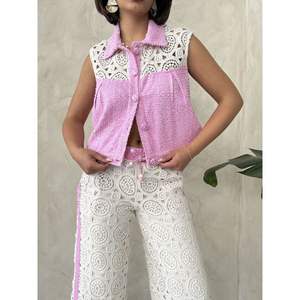 Women's <b>Sequined</b> Denim <b>Jacket</b> with Elegant Lace Details - Product Image 3