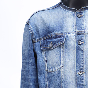 Chaqueta vaquera personalizada para hombre, vintage, con orillo borde y, con capucha, lavada, formal, holgada, con cuello levantado, bolsillos delanteros con logotipo - Product Image 5