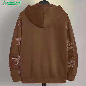 Sudaderas con capucha unisex personalizadas al por mayor, forradas de forro polar y sherpa, con cremallera, logotipo bordado, cordón ajustable, lavado ácido, 100% algodón, transpirables y de secado rápido. - Product Image 6