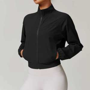 <b>Women's</b> Regular Fit Plus Size Lightweight Cowl Neck Cropped Fleece <b>Jacket</b> Print Streetwear for Gym & Yoga Casual Style - Product Image 6