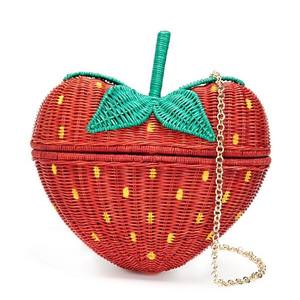 Sac à main en forme de cœur en rotin tissé à la main au design unique vente en gros de nouveaux sacs à main rouges à la fraise - Product Image 2