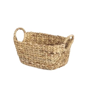 Cesta de Almacenamiento Redonda Moderna de Jacinto de Agua 100% Natural de Color Amarillo Oscuro con Asas Flexibles, Ecológica y Sostenible para Uso Doméstico - Product Image 2