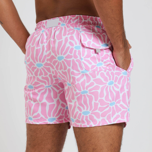 100% Polyester hommes été Shorts de plage séchage rapide personnalisé maillot de bain Design graphique solide motif imprimé maille doublure non tissé - Product Image 2