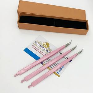 Juego de pinzas para extensión de pestañas con purpurina negra, tijeras de resorte para espejo de pestañas de acero inoxidable con pinzas para cejas - Product Image 6