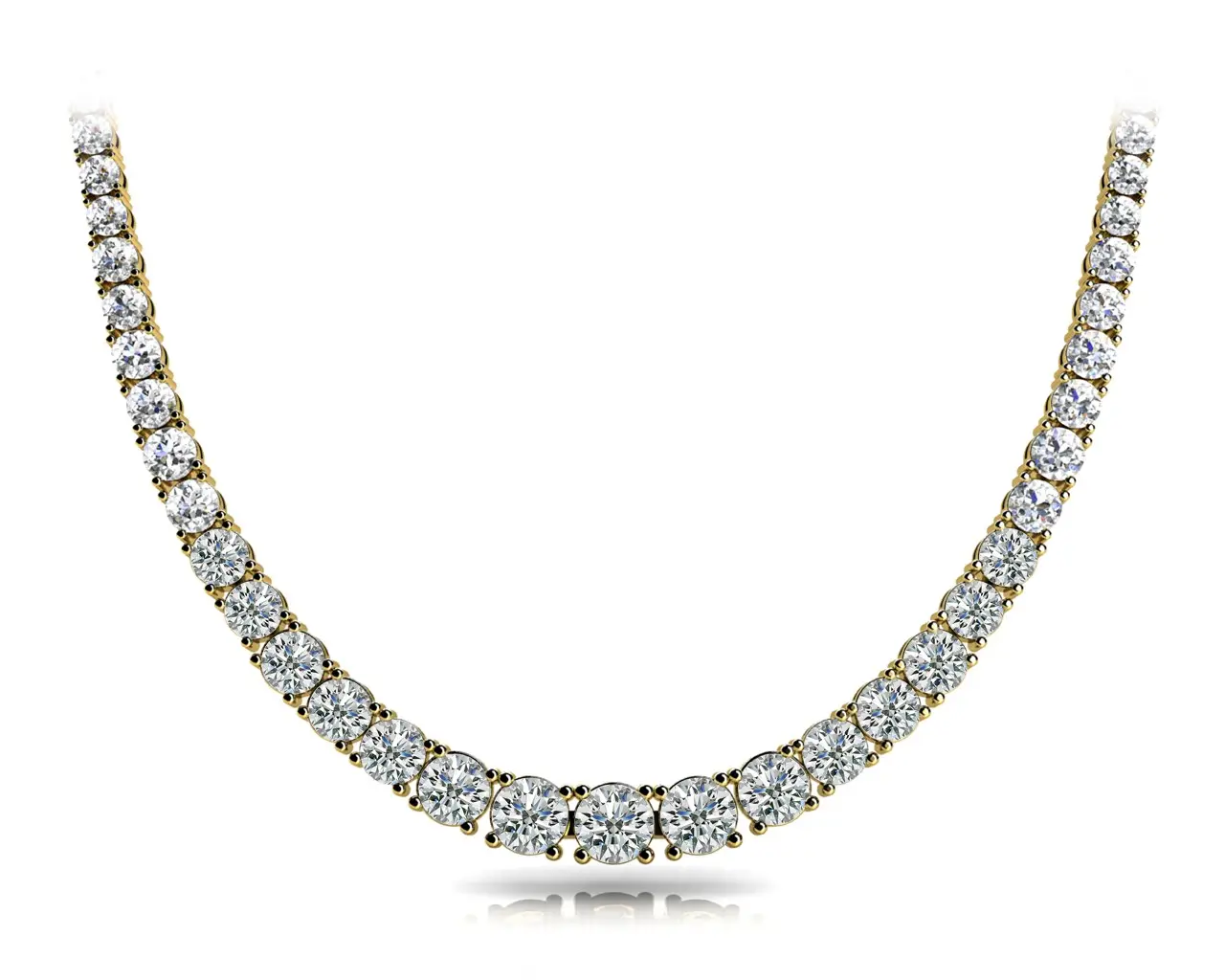 Traditional Graduated Basket 14kt, 10kt, 18kt, Platinum, Silver Lab Grown Diamond Necklace White Gold Necklace for Women