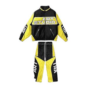 Chándales cortavientos elegantes de talla grande para entrenamiento de hombres Cierre elástico al aire libre Conjuntos de nailon de dibujo de dos piezas para hombres - Product Image 1