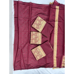 Sarees en soie Jacquard lourd de haute qualité avec bordure de tissage Jacquard doré vêtements indiens et pakistanais - Product Image 6