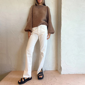 Pulls en laine 100% anti-rétrécissement personnalisés OEM ODM, pulls tricotés à l'avant uni, vente en gros, vêtements d'hiver chauds, mode homme femme - Product Image 2