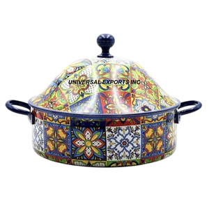 Marmite isolée en métal avec design autocollant Casserole de forme ronde pour la vaisselle Nouveau réchauffeur d'aliments en métal de luxe best-seller - Product Image 4