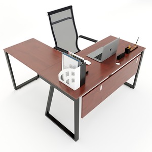 Bureau minimaliste en forme de L Trapeze II Concept 140x140 avec double moteur et pieds en fer assemblés pour chambre HBTH016 - Product Image 6