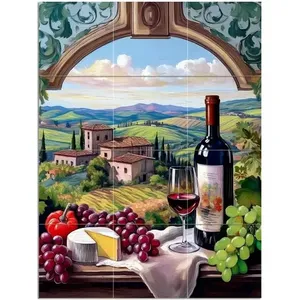 Toscane Vignoble Murale Cuisine sur le thème du vin et salle de bain Douche Dosseret Cuisine Carrelage pour une installation facile - Product Image 1