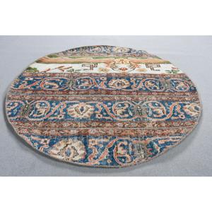 พรมวินเทจทรงกลม ขนาด 3.6x3.7 ฟุต (111x114 ซม.) สีฟ้าลายจุด พรมตุรกี - Product Image 3