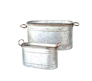 Juego de 3 macetas grandes de metal galvanizado hechas a mano, macetas decorativas para uso doméstico, viveros, cocina, jardines, patios, cartón al por mayor - Product Image 2