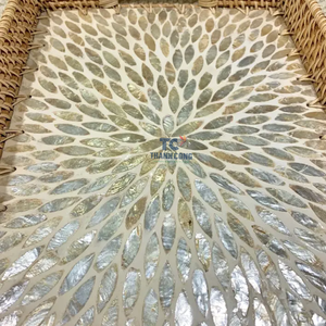 Venta caliente rectángulo de gama alta madre perla bandeja de servicio de ratán MOP bandeja de laca con incrustaciones para el hogar o restaurante - Product Image 2