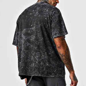 Top tendance col rond hommes lavage à l'acide t-shirt à vendre/longueur régulière plaine teint hommes lavage à l'acide t-shirt - Product Image 3