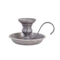 Bougeoir forgé par un forgeron d'inspiration antique avec une construction en fer robuste à volutes délicates pour des soirées confortables aux chandelles