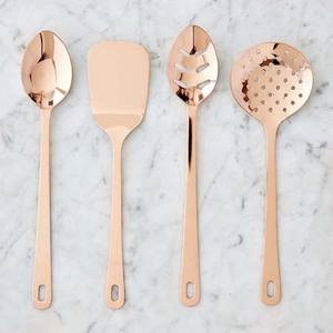 Utensilio pulido de oro rosa para restaurante de bodas con mango colgante plano Juego de cuchara para servir y cocinar de oro rosa - Product Image 2