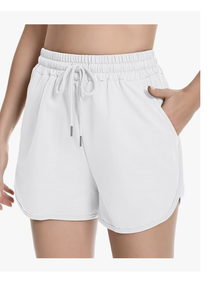 Shorts décontractés pour femmes du Bangladesh, ourlet arrondi, shorts de détente en coton d'été, shorts de sport en jersey avec cordon de serrage, shorts d'entraînement personnalisés - Product Image 6