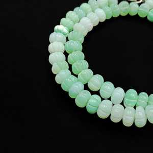 Péruvienne Vert Opale Sculpté Melon Perles Collier 8-10mm Bijoux Faits À La Main Style Mondial 2025 Tendance Femmes Pierre Naturelle Pièce - Product Image 3