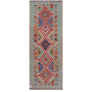 Alfombra Kilim de Maimana, Afganistán, 204 x 76 cm, Alfombra Tradicional Afgana - Product Image 1