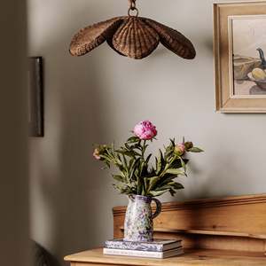 Lampe suspendue en rotin en forme de fleur, abat-jour en osier fait à la main, lampe de plafond tissée naturelle, décoration bohème, éclairage - Product Image 6