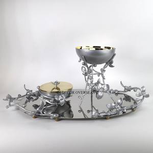 Quemador de incienso Bakhoor de diseñador único de lujo chapado en oro de Metal de alta calidad de aspecto atractivo con suministros de bandeja de espejo - Product Image 2