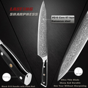 Cuchillo de chef de 8 pulgadas con mango de madera, cuchillo de cocina de calidad japonesa personalizado Vg10, trabajo artesanal de madera de alta calidad, novedad - Product Image 3