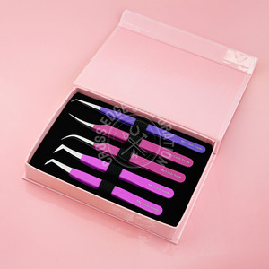 Pince à épiler en microfibre de haute qualité pour extensions de cils, à pointe longue, 45 et 90 degrés, pour volume et éventails - Product Image 1