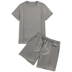 Fabricant OEM Style décontracté Survêtement d'été pour hommes Ensemble short 100% coton uni Ensemble mode pour hommes en coton respirant - Product Image 5