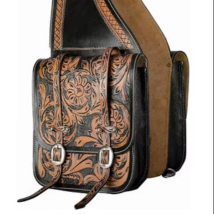 Meilleure vente de sac de selle de cheval en cuir véritable de haute qualité Western Trail Tooling Carving - Product Image 1