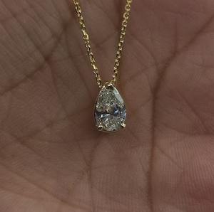 D E F Color pera corte laboratorio cultivado diamante colgante hermoso 925 plata esterlina colgante VS + claridad joyería personalizada regalo para ella - Product Image 3