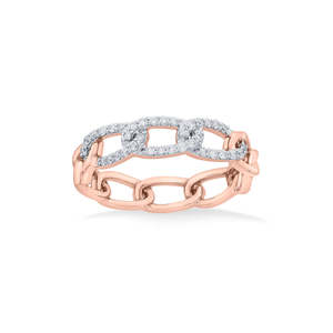 แหวนเพชรโรสโกลด์ดีไซน์โซ่เชื่อมต่อ - Product Image 3