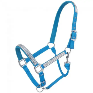 Multi Color Horse <b>Halter</b> with Crystal Bling Rhinestone Accents Adjustable Nylon Show <b>Halter</b> Equestrian Tack Gear - Product Image 3