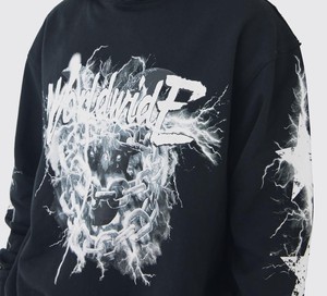 OEM Heavyweight Pullover Streetwear Vintage Sudadera con capucha Mezcla de algodón Logotipo personalizado Serigrafía Sudadera con capucha negra de gran tamaño - Product Image 3