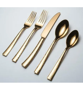 ชุดช้อนส้อมสแตนเลสชุบทองสุดหรูพร้อมส้อมมีดและช้อนช้อนส้อมที่จับแบบทันสมัย - Product Image 3