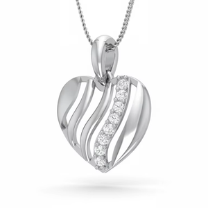 จี้รูปหัวใจลายวนทันสมัย ทอง 14K และเพชร |   เพชรทรงบริลเลียนต์ 0.10 กะรัต - Product Image 1